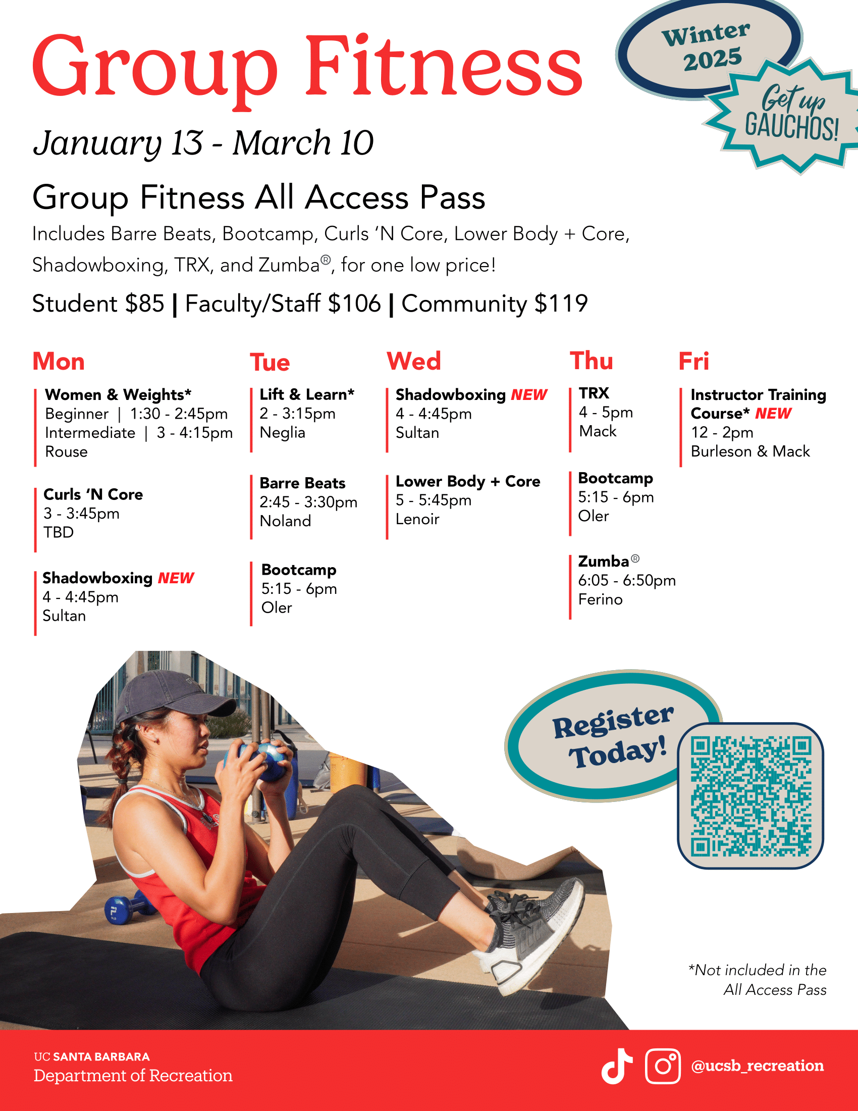 Winter 2025 Group Fitness Schedule