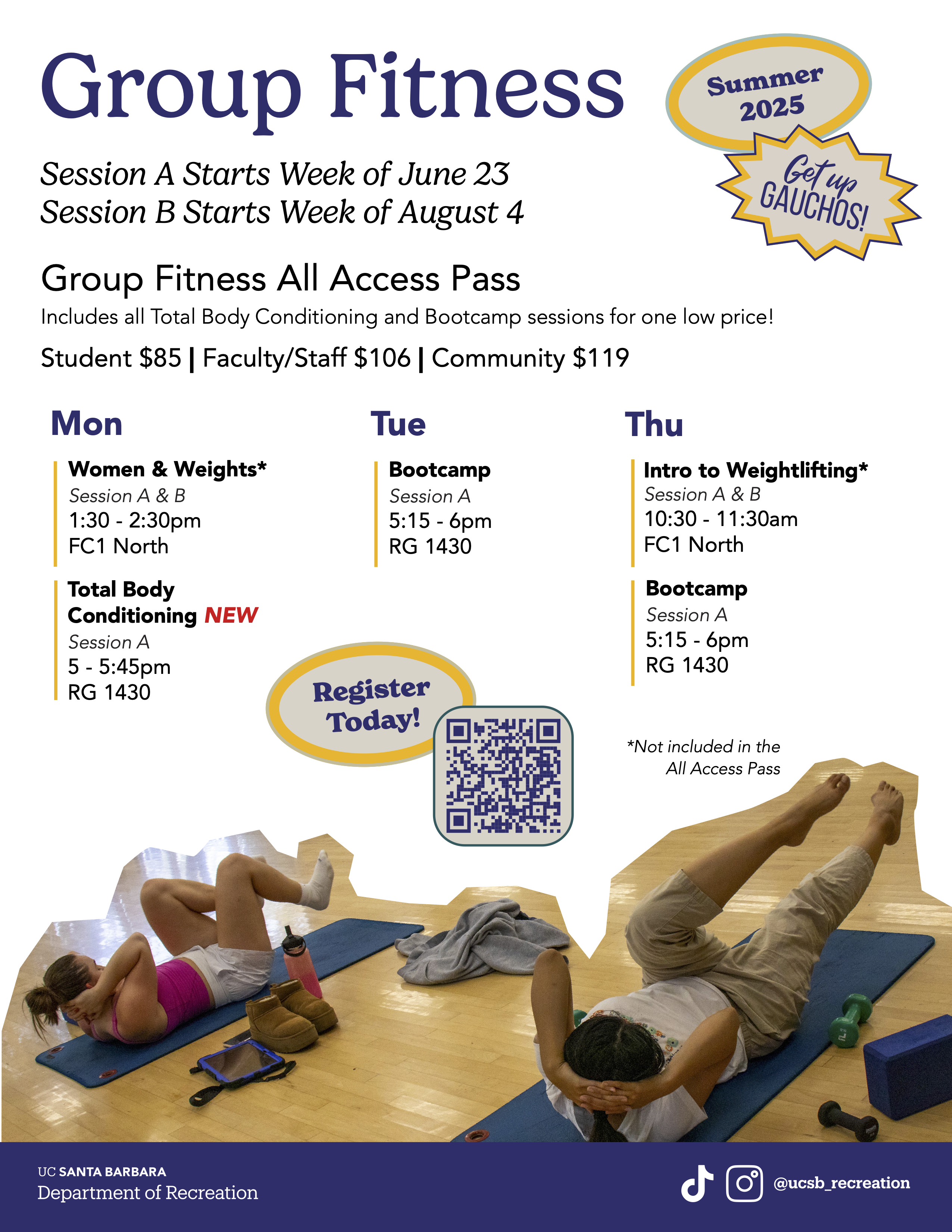 Group Fitness Summer 2025 Schedule