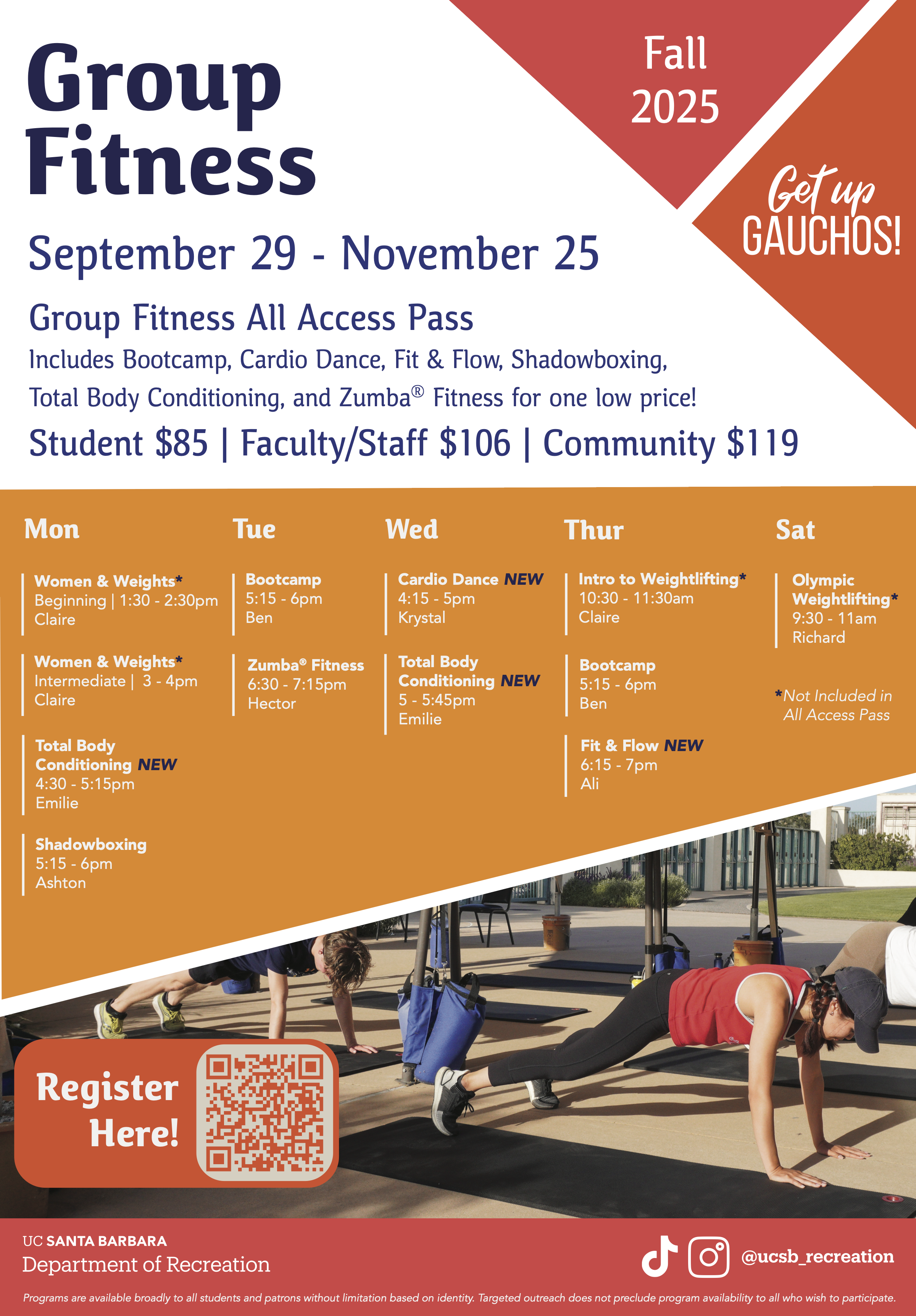 Fall 2025 Group Fitness Schedule