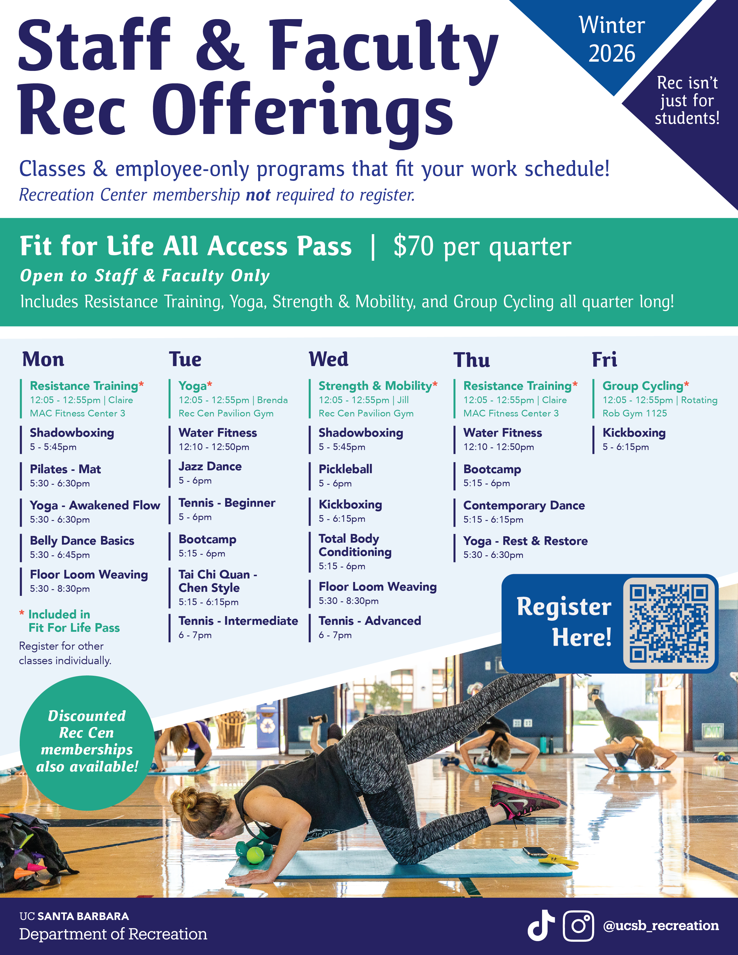 Staff and faculty offerings Winter 2026