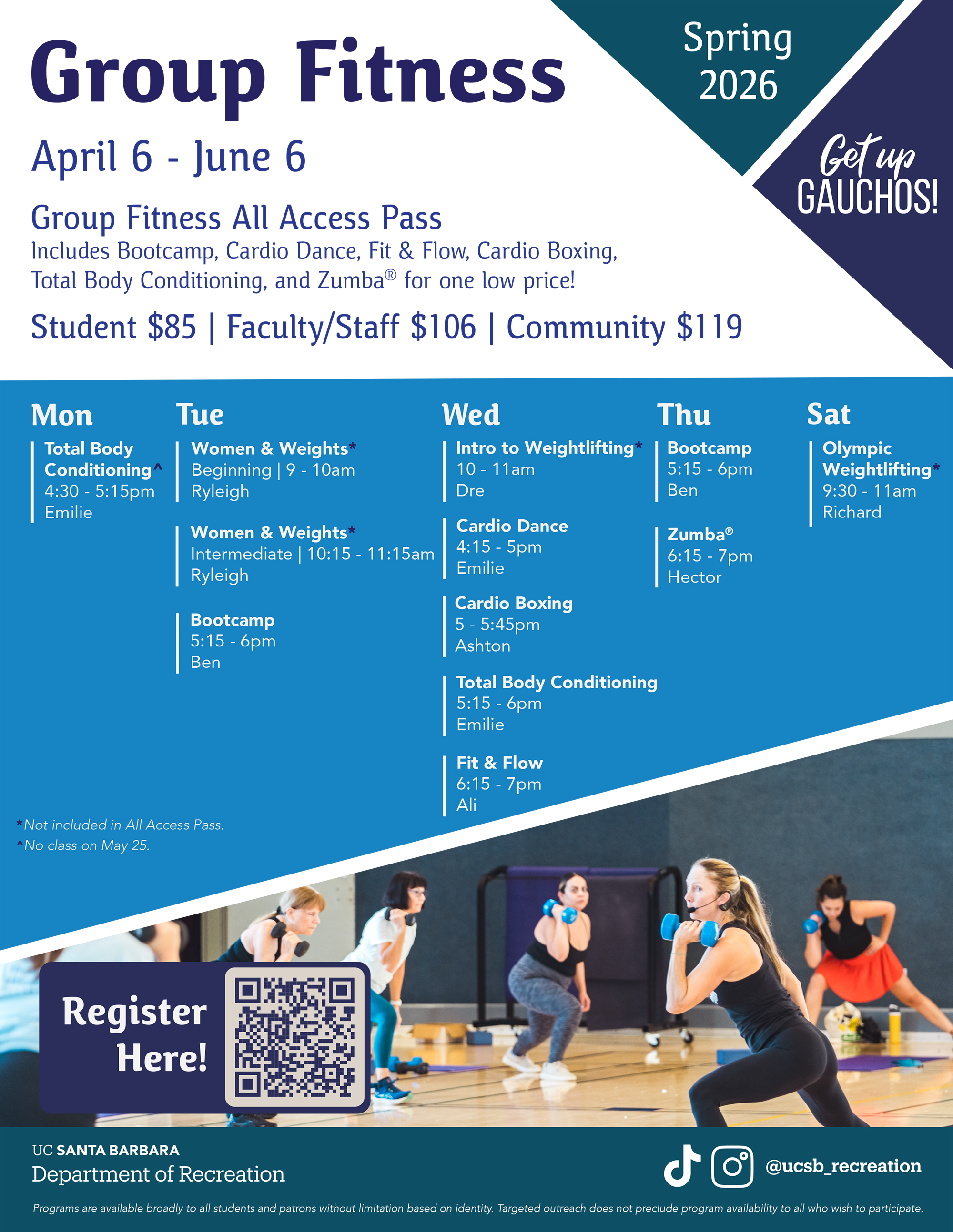 Group Fitness Spring 2026 Schedule