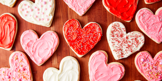 heart shaped cookies on a table