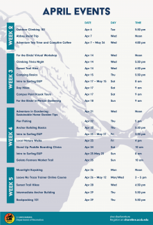 Adventure Programs April Events