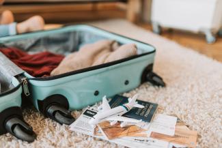 Suitcase, Passport, airplane model